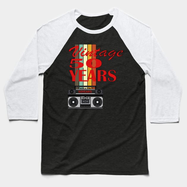 VINTAGE 50TH BIRTHDAY Baseball T-Shirt by AdeShirts